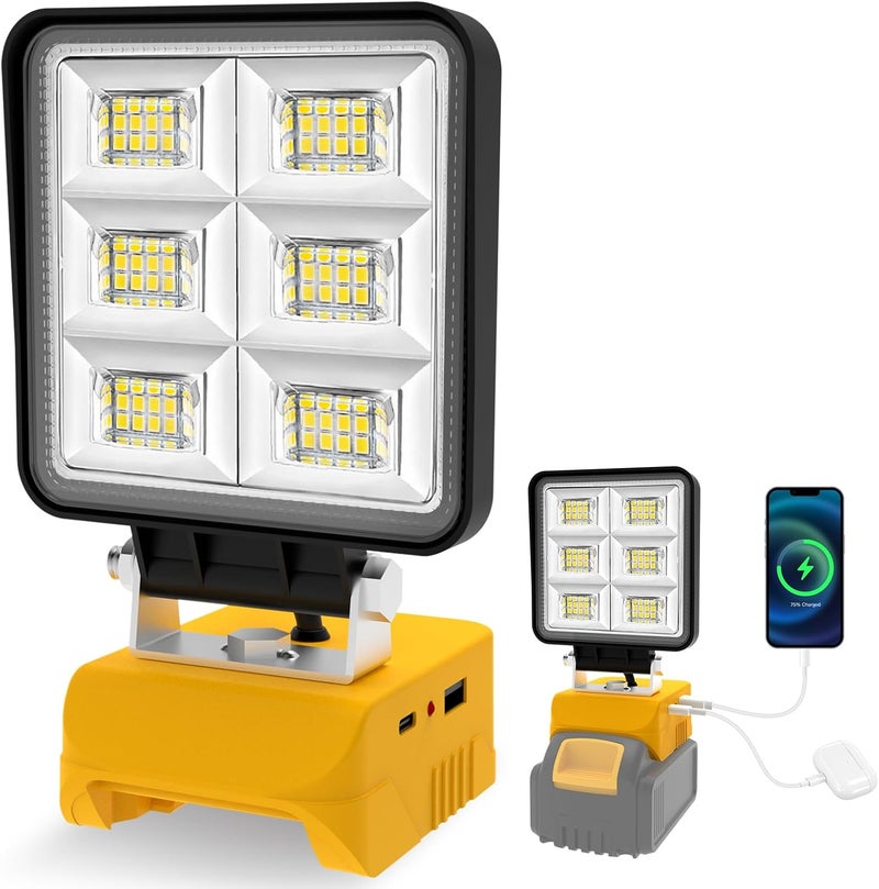 T-SUN 50W 5000LM LED Work Light, Cordless Portable Light for Dewalt 20V Max Battery(Not Included), with USB C & USB Port for Jobsite, Emergency, Garage, Car Repair. - Image 1
